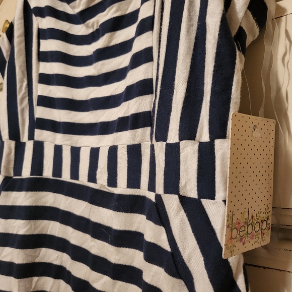 *FREE W/ PURCHASE* Bebop navy & ivory striped dress L - Picture 2 of 2
